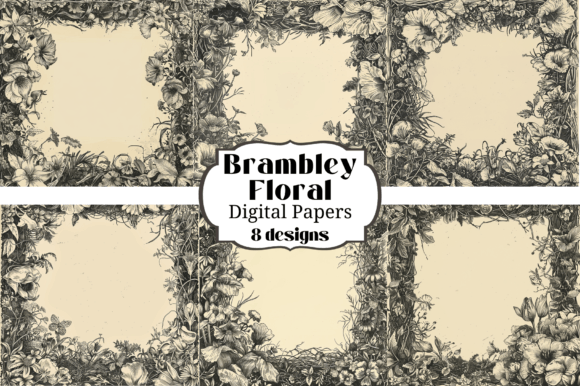 Brambly Floral Digital Paper Backgrounds: Nature's Texture for Your Creative Projects