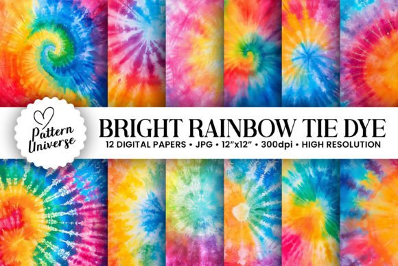 Bright Tie Dye Digital Paper Backgrounds: A Vibrant Design Asset