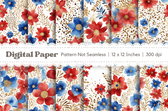 Celebrate with Style: 4th of July Gold Flowers Backgrounds