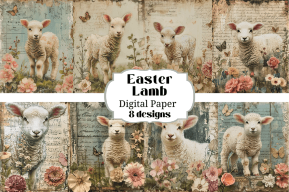 Charming Easter Lamb & Flower Backgrounds for Crafts