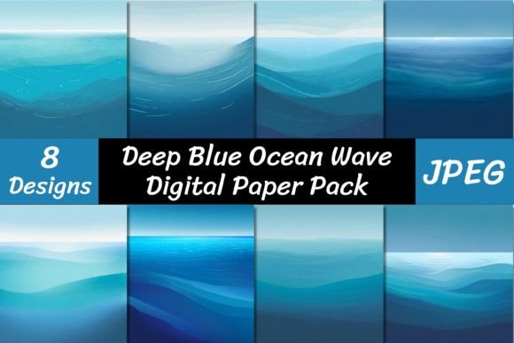 Deep Blue Ocean Wave Backgrounds for Digital Design