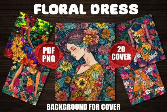 Elevate Your Coloring Book with Floral Dress Backgrounds