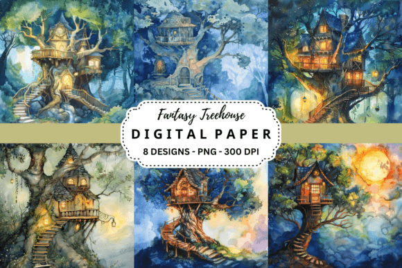 Enchant Your Designs with Fantasy Treehouse Backgrounds