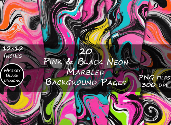 Funky Neon & Black Marbled Backgrounds for Bold Design