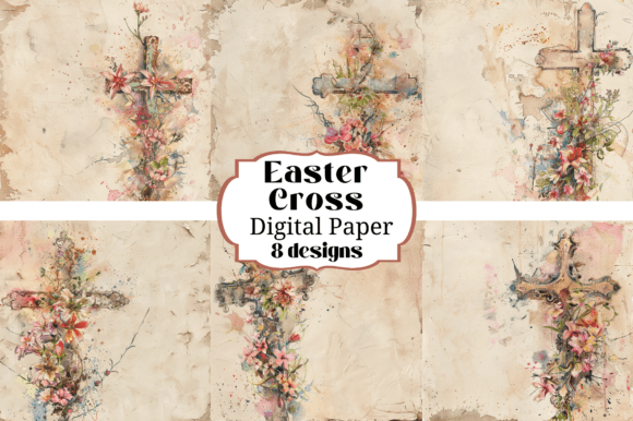 Stunning Floral Watercolor Cross Backgrounds for Digital Crafts