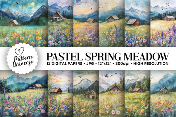 Watercolor Spring Meadow Backgrounds: Fresh Design Energy