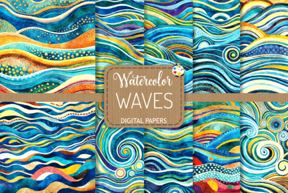 Waves: Turquoise Watercolor Backgrounds for Creative Projects